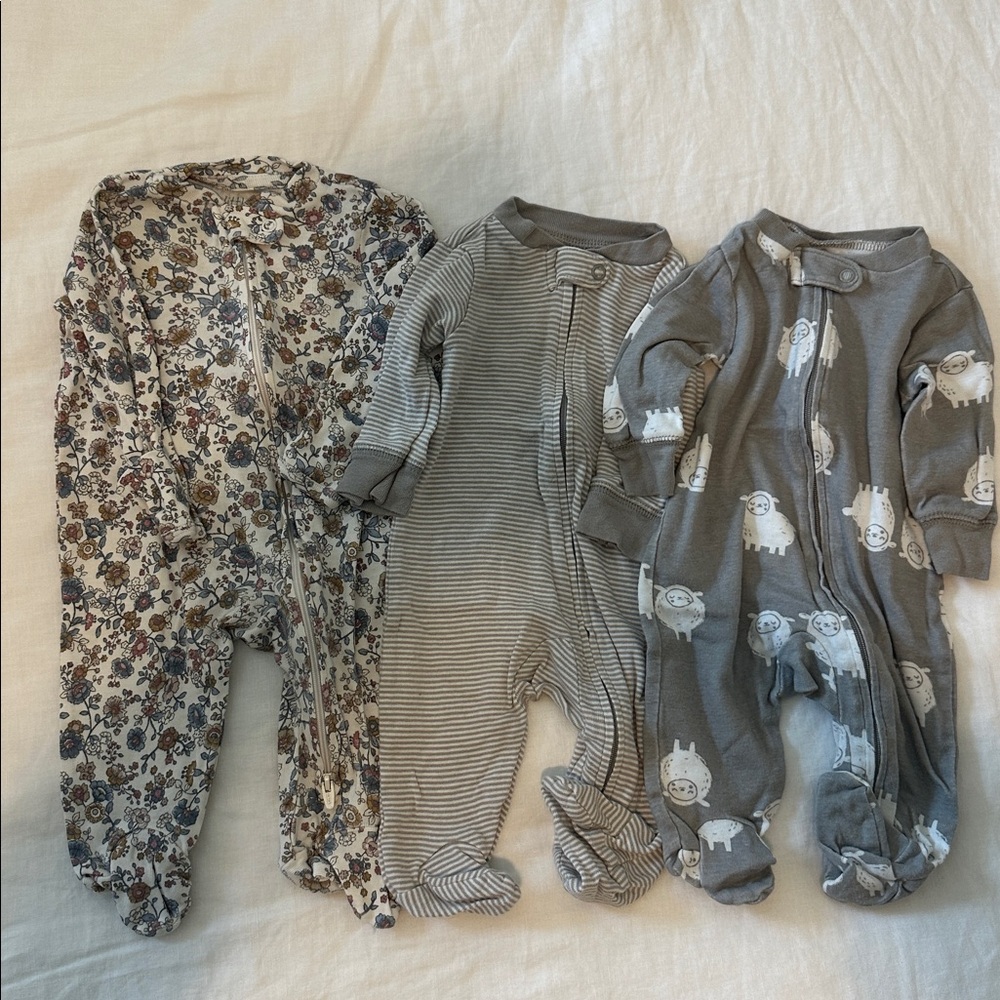 Carter's Gray and Floral Footies Set